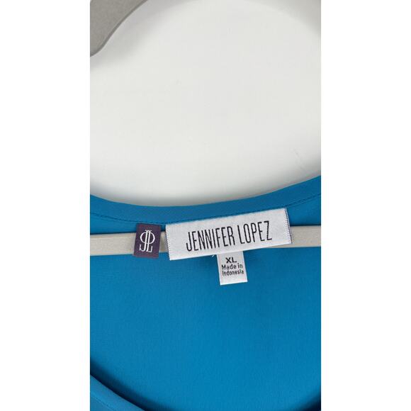 Jennifer Lopez Sequin Tank Top Blouse Aqua Blue Womens Size XL New Sleeveless - Picture 2 of 6